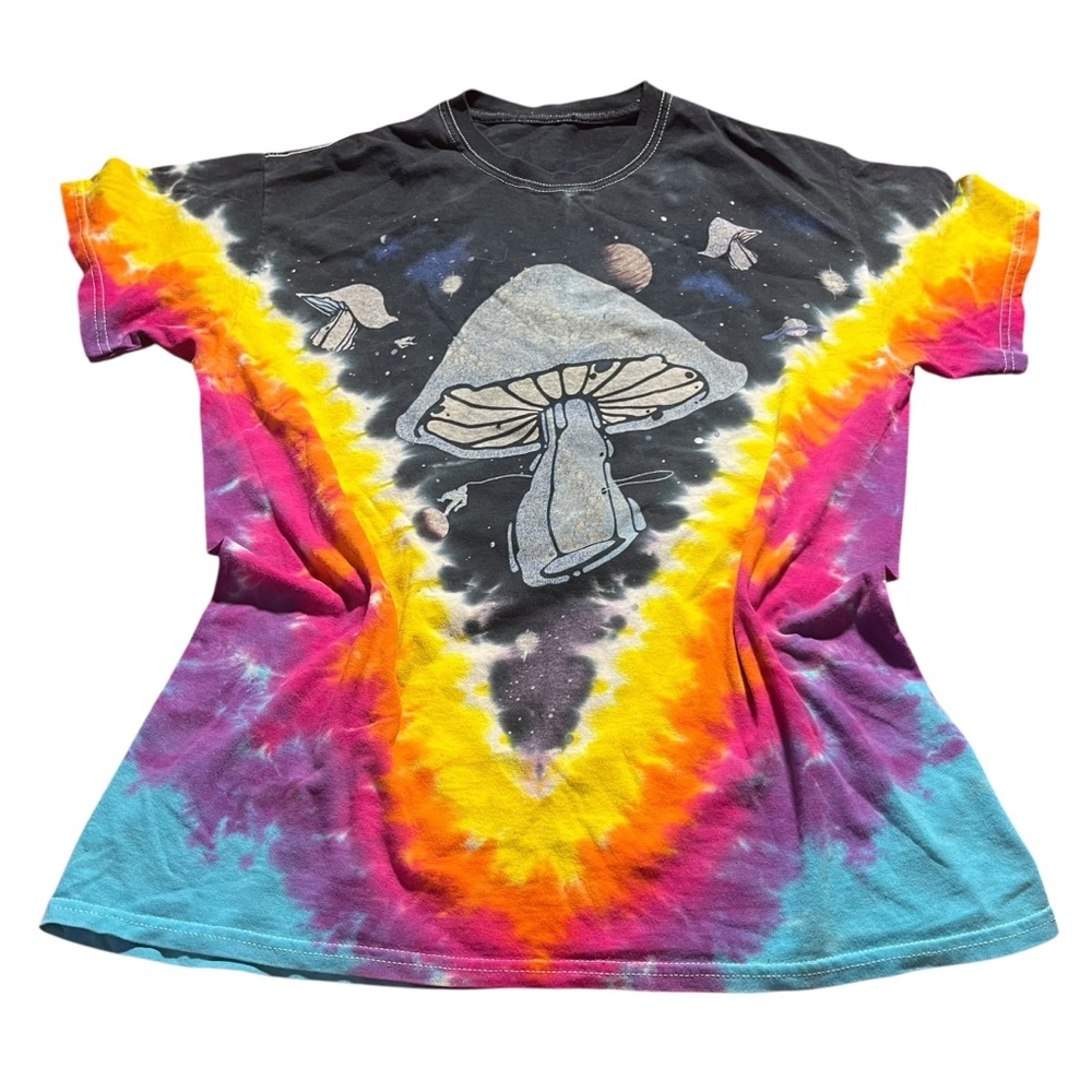 Liquid Blue Tie-Dye Mushroom Short Sleeve Tee - Black, Yellow, Pink, Blue